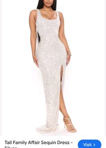 Fashion Nova Tall Family Affair Silver Sequin Gown