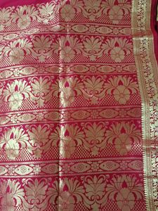 Red & Gold Silk Blend Saree