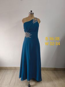 Elegant One-Shoulder Teal Gown