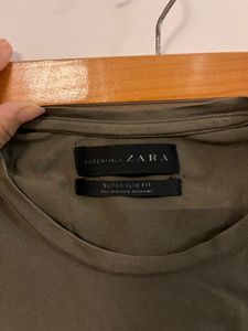 Olive Green Zara Full Sleeve T-shirt (medium Size )