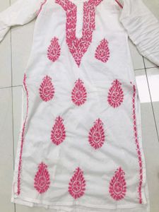 White Embroidered Lakhnavi Kurta