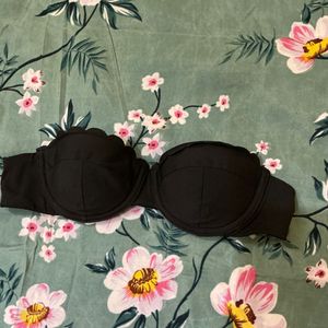 H&M Black Scalloped Bandeau Bikini Top