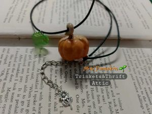 Handmade Miniature Pumpkin Clay Resin Necklace