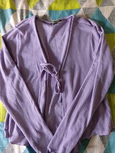 Purple Tie-Front Cardigan