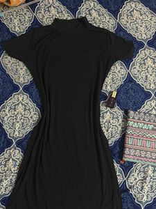 Black Ribbed Knit Midi Dress
