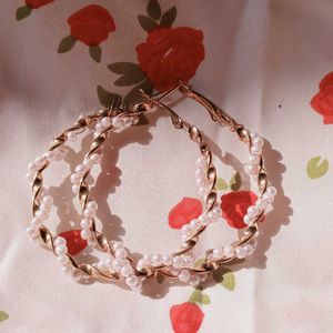 Pearl Embellished Hoop Earrings