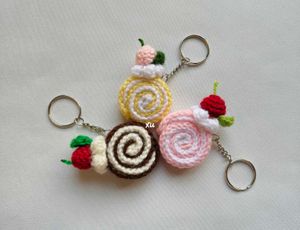 Crochet Swiss Roll Cake Keychain 3pcs