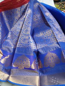 Red &amp; Gold Silk Blend Saree