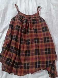 Sleeveless Checked Flared Dress
