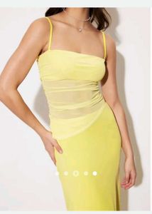 Yellow Mesh Maxi Dress