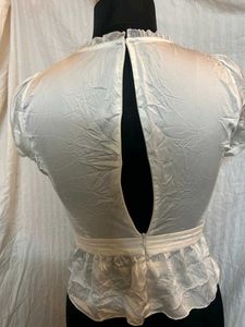Korean Vintage Puff Sleeve Peplum Blouse