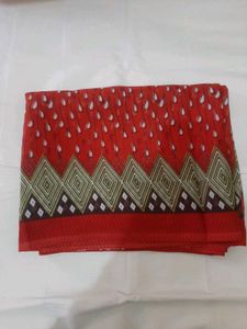 74)New Red Printed Beautiful Saree