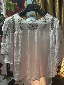 Embroidered White Top