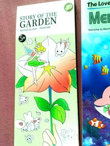 Story Garden &amp; Mermaid No Colour Painting Books