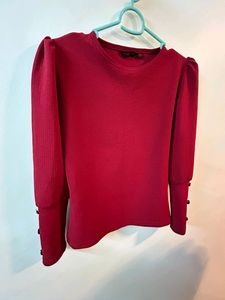 Women Maroon Full Sleeves Top