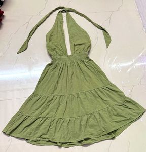 Olive Green Ruched Bodycon Mini Dress