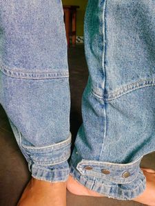 Vintage High-Waisted Denim Cargo Pants