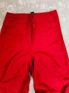 Red Branded High Waist Pants