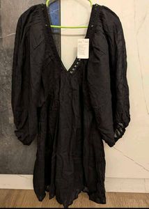 Black V-Neck Tunic Dress
