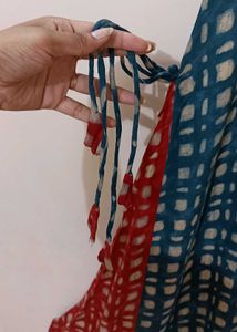 Green Checkered Tassel Kurti Dress