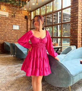 Pink Tiered Mini Dress