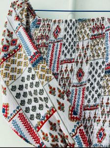 Patterned Tie-Front Top