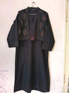 Pathani Style Black Kurta With Jacket