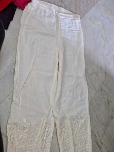 Embroidered Off White Salwar Kameez Pants