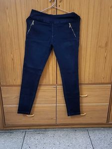 Vibe 32 Navy Blue Jeggings with Zipper Detail