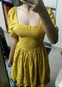 Yellow Floral Smocked Dress