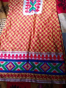 Mustard &amp; Red colors Kurti