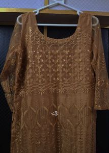 Elegant Golden Embroidered Salwar Kameez