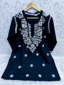 Black Embroidered Tunic Top