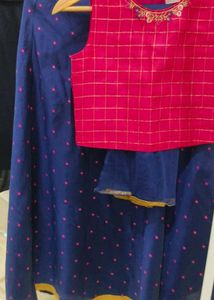 Pink & Blue Lehenga Choli Set