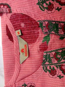 Pretty Peach Printed Kurta Set