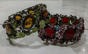 Vintage Jewel Tone Cuff Bracelets (Set of 2)