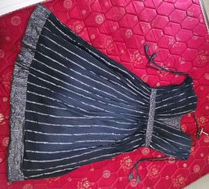 Black &amp; Silver Embellished Maxi Dress