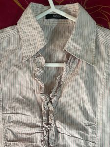 Nicole Pink &amp; Grey Striped Long-Sleeve Shirt