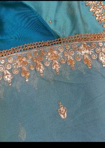Blue Embroidered dress material