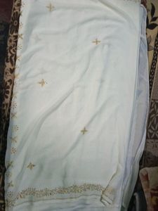 White And Gold Heavy Work Sarees