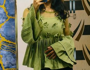 Olive Green Net Top