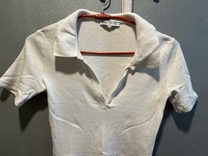 ZARA White Cropped Tshirt 😍😍