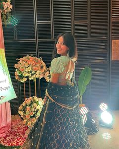 Black Lehenga And Mint Green Top