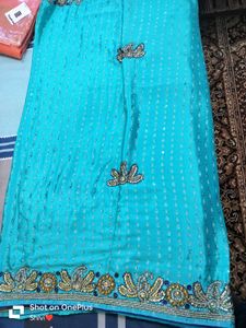 New With Tag Sky-blue Saree 💥Price Drop
