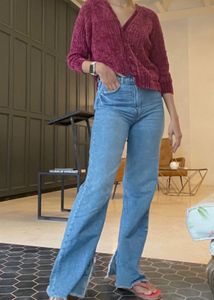 ZARA WIDE LEG JEANS with SPLIT HEM