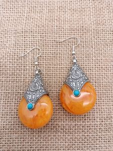Yellow/amber Tibetan Silver And Turquoise
