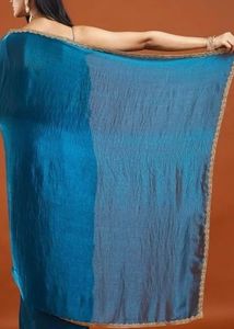Teal Blue Embellished Saree with blouse 36 size