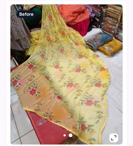 Elegant Yellow Floral Saree