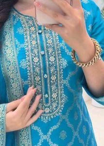 Teal Embroidered Kurta Set