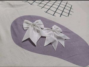 Cute White Ribbon Bow Hair Clips (2)